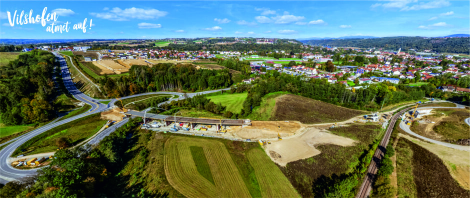 Bau der Ortsumgehung Vilshofen - aus der Luft betrachtet - © Staatliches Bauamt Passau