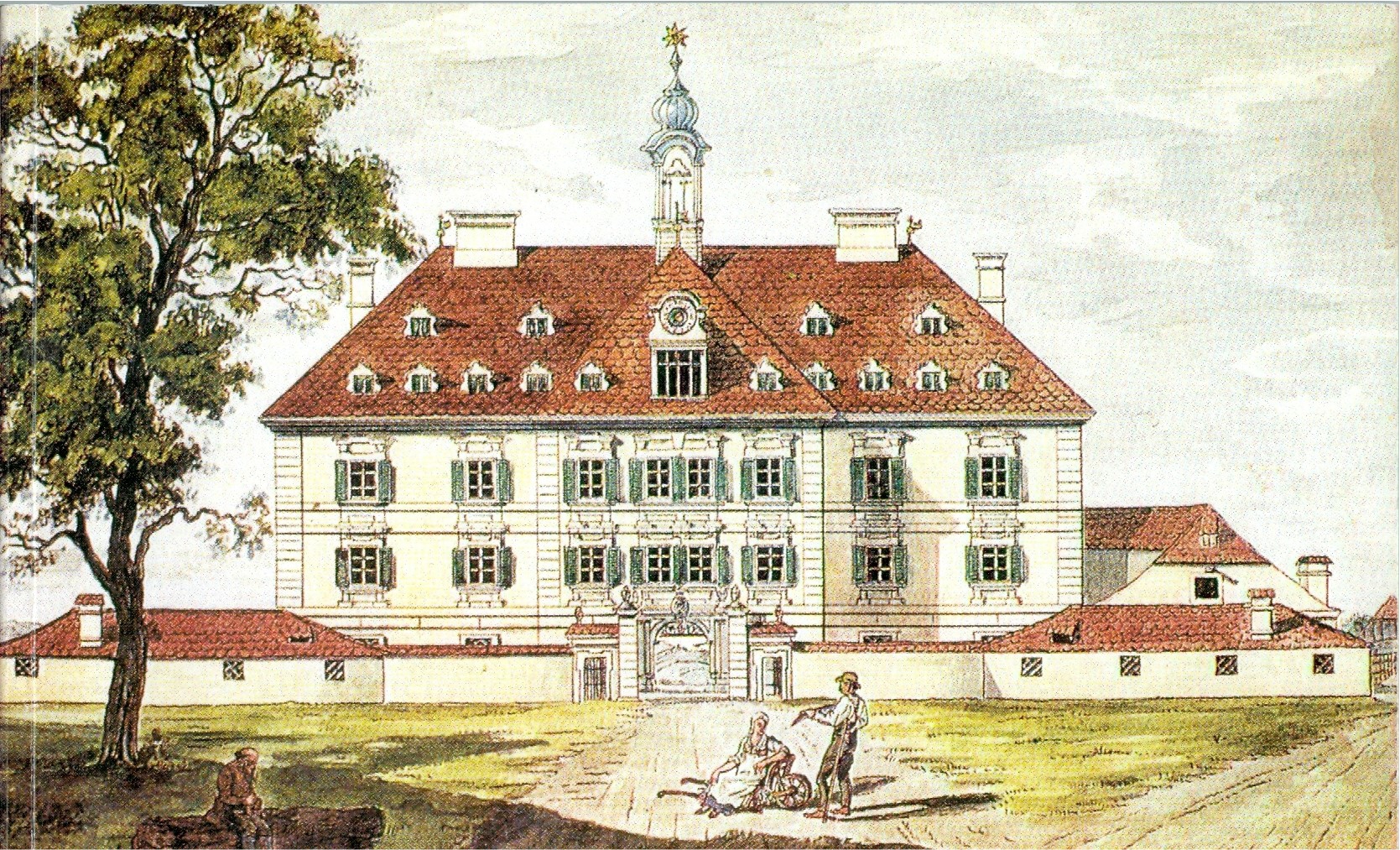 Bild 7: Ehemaliges Jagdschloss Thyrnau, Kolorierter Kupferstichvon Johann Lorenz Rugendas, um 1825 