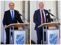 Die Festrede zur Einweihung hielt Finanz- und Heimatminister Albert Füracker (l.), Finanzamts-Leiter Wolfgang Beeg blickte auf die Baumaßnahmen zurück. Die Festrede zur Einweihung hielt Finanz- und Heimatminister Albert Füracker (l.), Finanzamts-Leiter Wolfgang Beeg blickte auf die Baumaßnahmen zurück.