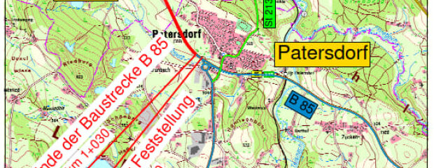 Bundesstraße 85, Cham – Regen: Planfeststellung für den Ausbau bei Linden (dritter Fahrstreifen).