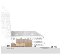 Südansicht des geplanten Werkstatt-Neubaus für die Dombauhütte
