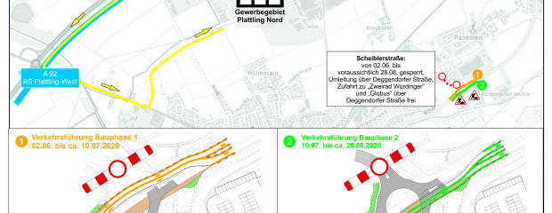 Der Umleitungsplan für die Zeit während der Bauarbeiten an der Götz-Keller-Kreuzung. Der Umleitungsplan für die Zeit während der Bauarbeiten an der Götz-Keller-Kreuzung.