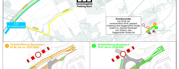 Der Umleitungsplan für die Zeit während der Bauarbeiten an der Götz-Keller-Kreuzung.