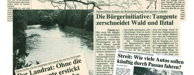 Seit über 30 Jahren wird in Passau über Nordumfahrung und Nordtangente diskutiert: Die Schlagzeilen der Presseberichte aus dem Jahr 1993 klingen ähnlich wie die heutigen.