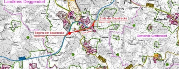 Plan - Neubau der Ortsumgehung Auerbach im Zuge der B 533. Plan - Neubau der Ortsumgehung Auerbach im Zuge der B 533.