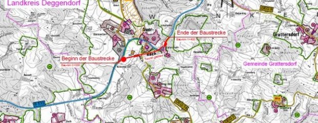 Plan - Neubau der Ortsumgehung Auerbach im Zuge der B 533.