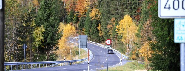 Auf einer Länge von 1,5 Kilometer haben wir die FRG 19 zwischen Weidhütte und Nationalparkzentrum Lusen saniert. Auch das Brückenbauwerk bei Sagwassersäge wurde erneuert.