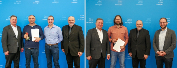 Bei der Feierstunde am Ministerium wurden Helmut Stöbich (Bild links, 2.v.l.) und Rudolf Klimek (Bild rechts, 3.v.r.) ausgezeichnet. Bei der Feierstunde am Ministerium wurden Helmut Stöbich (Bild links, 2.v.l.) und Rudolf Klimek (Bild rechts, 3.v.r.) ausgezeichnet.