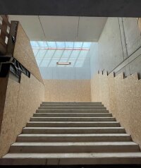 Blick in das künftige Treppenhaus Blick in das künftige Treppenhaus