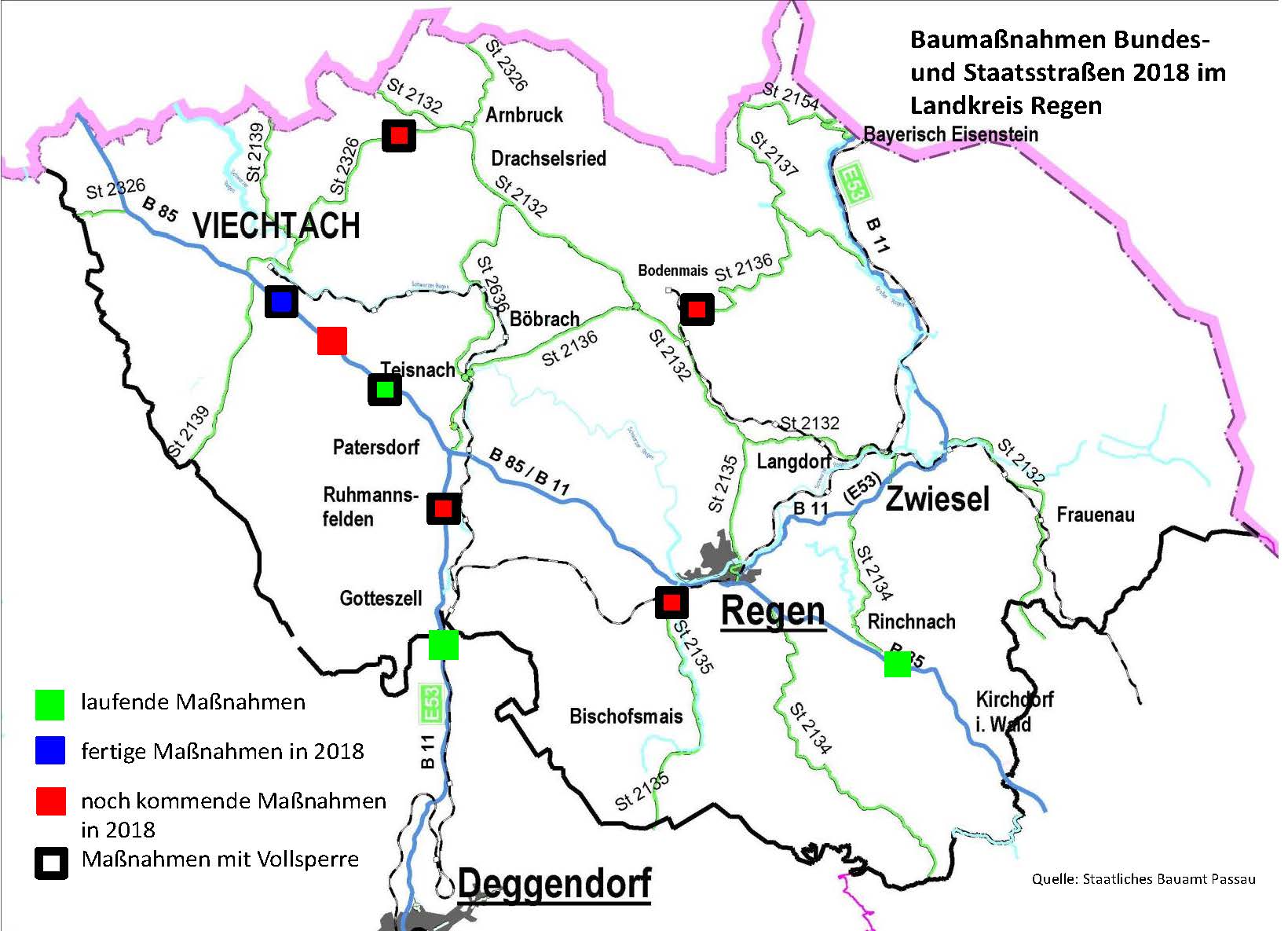 Nr. 40 _Karte Baumaßnahmen LKR Regen 2018 Nr. 40 _Karte Baumaßnahmen LKR Regen 2018